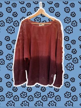 NORBLACK NORWHITE Loose Knit Open Mesh Sweater - Deep Wine